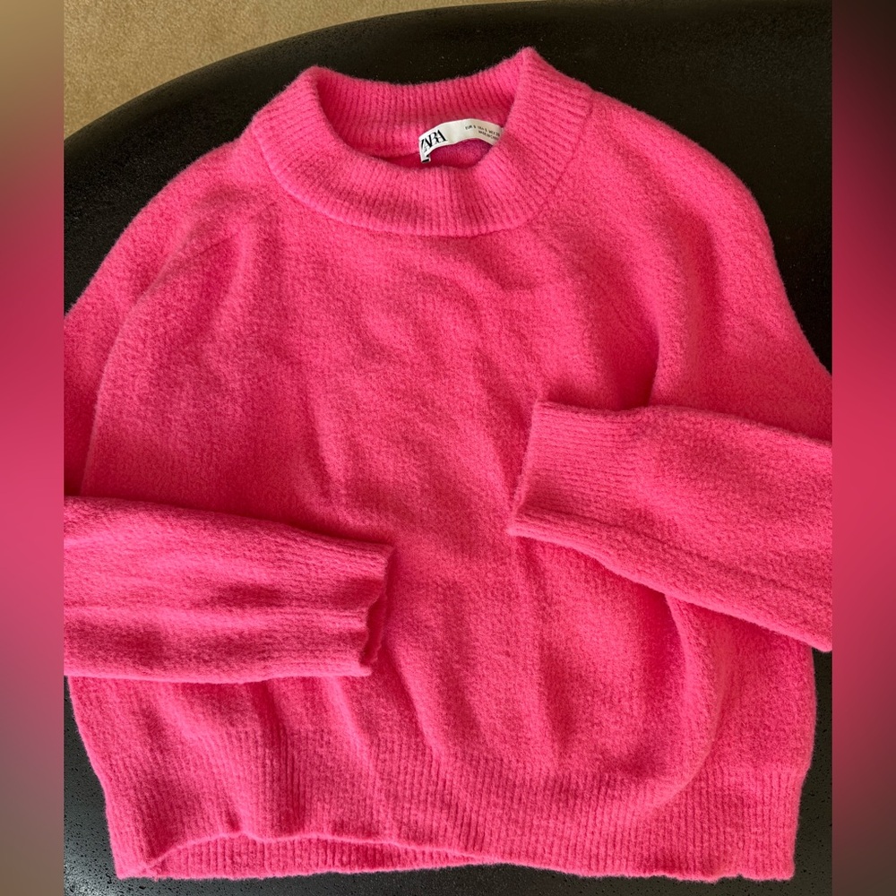 Zara Vibrant Pink Crew Neck Sweater